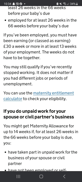 Help on maternity allowance