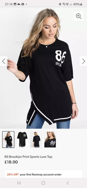 Gym/badminton top with 3/4 sleeves for size 18-20
