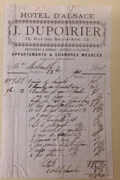 French translation needed, Oscar Wilde last hotel bill