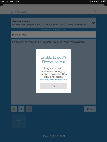 Now can't post anything