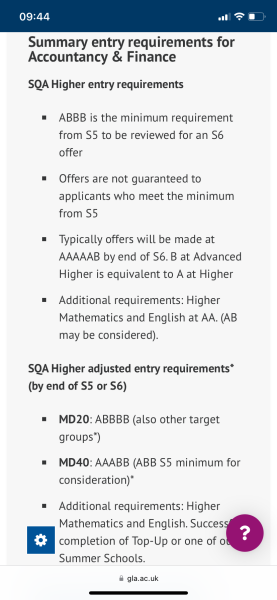 UCAS tariff points and Scottish universities