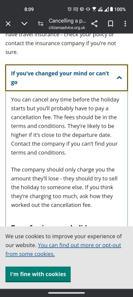 Cancelling holiday advice