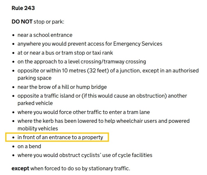 Realistically can anything be done to stop parents parking across driveway?