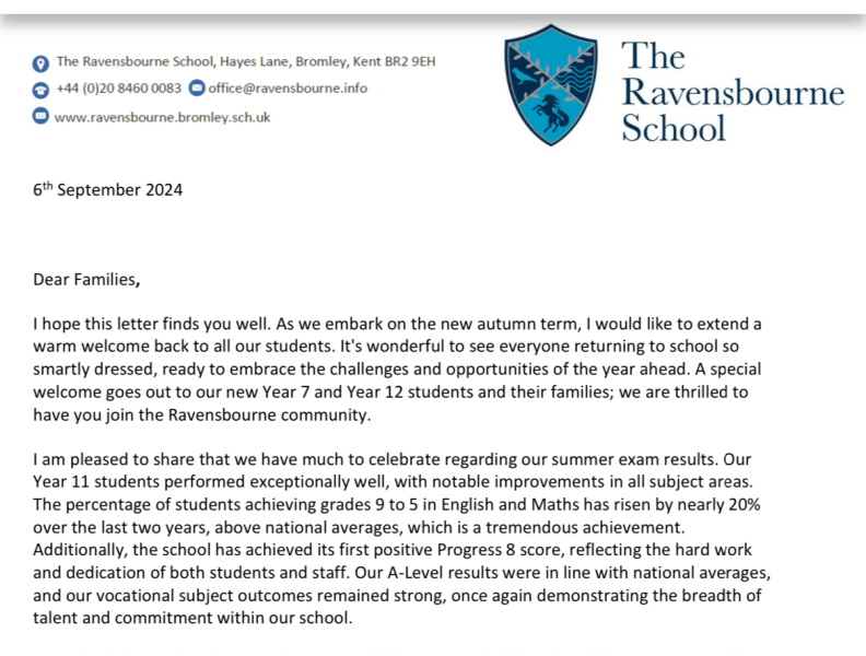 Gcse results for Ravensbourne School