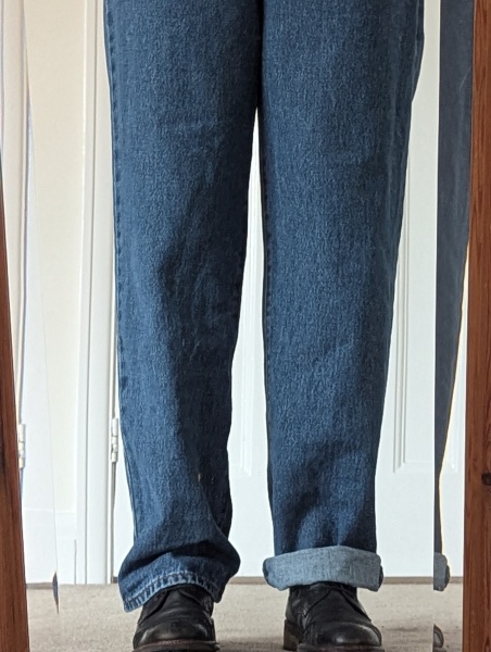 Comfortable winter footwear with jeans.