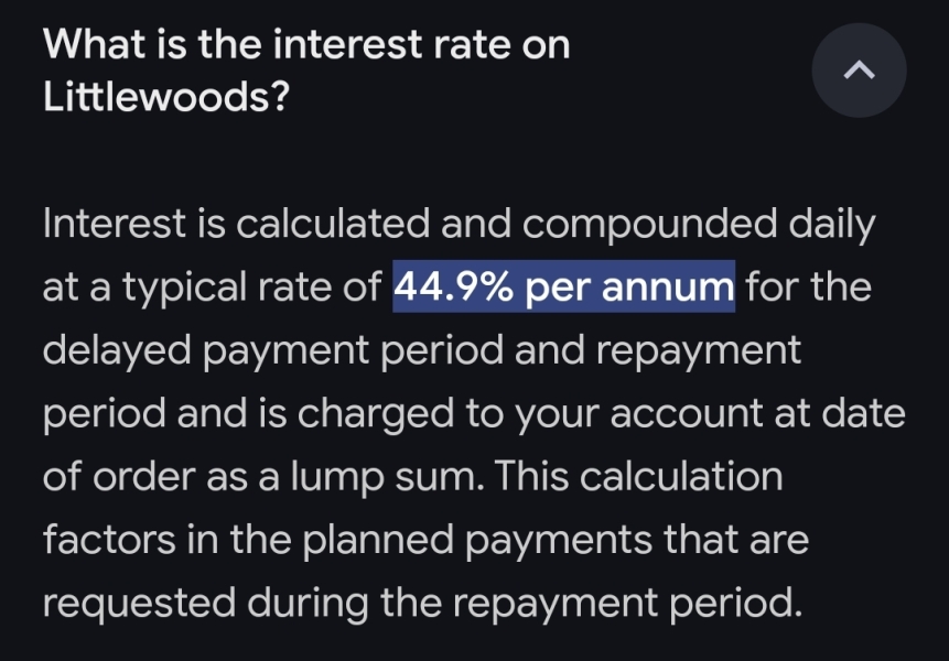 Littlewoods refused payment plan...