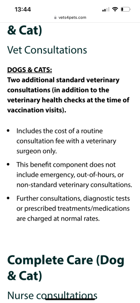 Vets4Pets complete care question