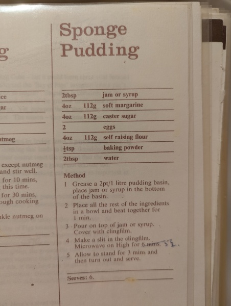 Steamed sponge pudding - cost