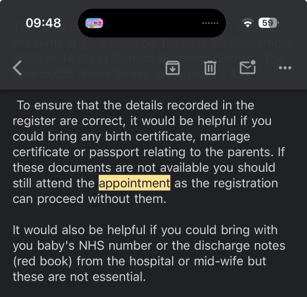 To ask what ID I need to register baby?