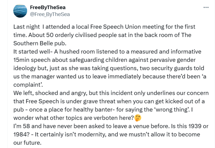 Free Speech Union meeting evicted from Brighton pub