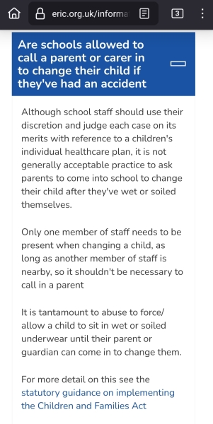 Child wet pants at school did nothing