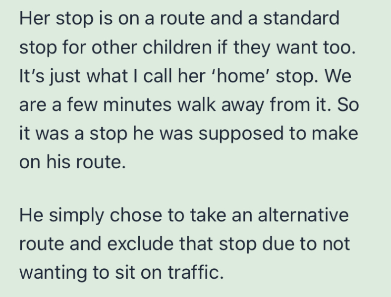 School bus driver refused to drop my daughter home