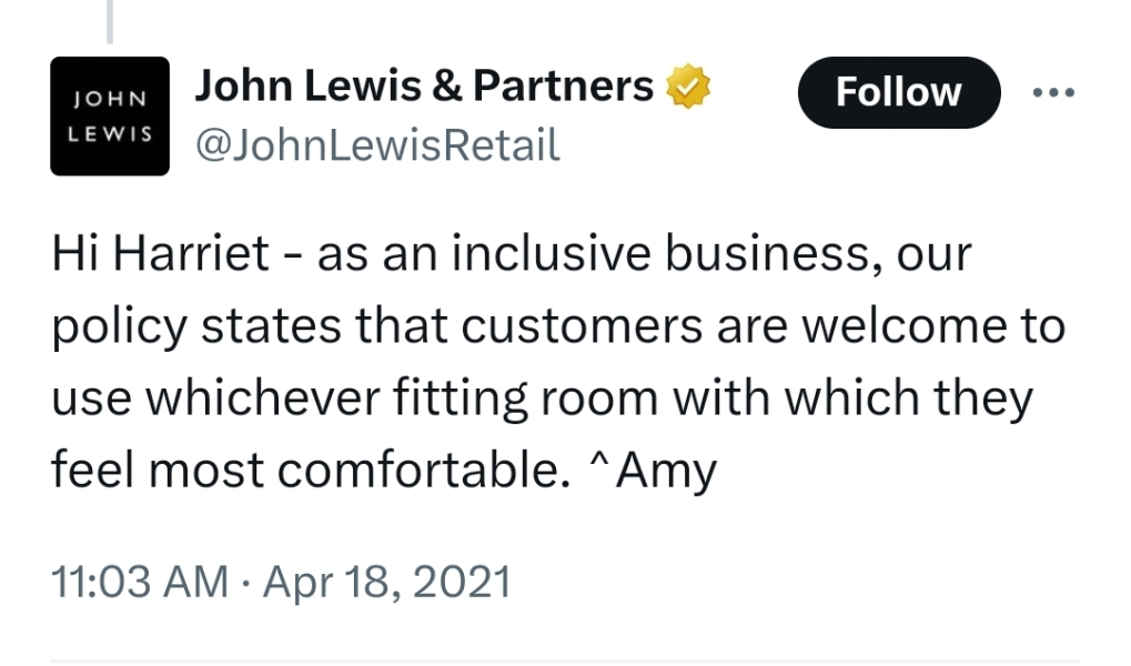 John Lewis 'allows trans women into bra-fitting rooms' as retailer hit by furious gender row