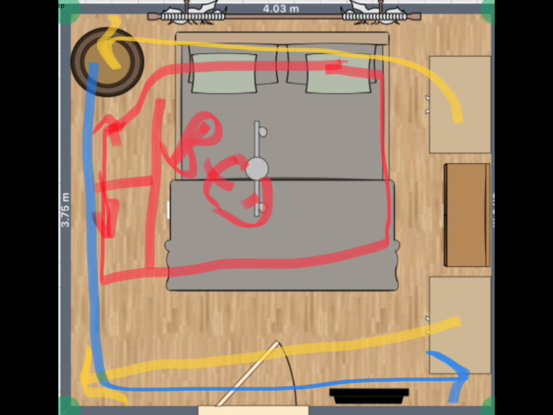 How can I move around my bedroom?