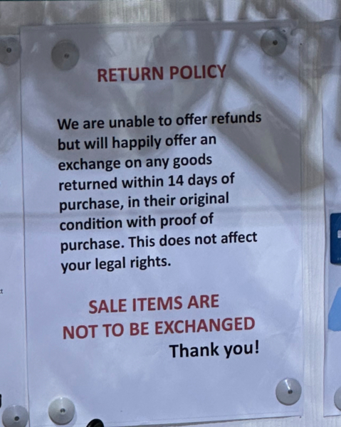 ‘No Refunds no exchanges’