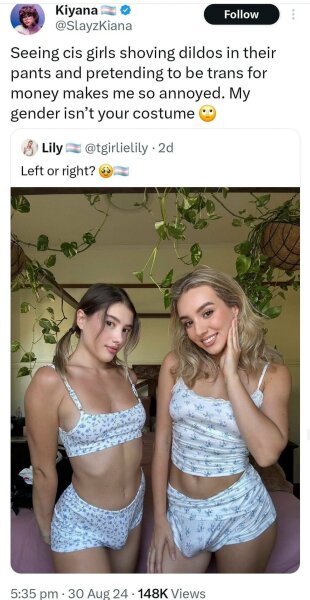 In what might just be the most insane story of the year - Two female OnlyFans models have gone viral after pretending to be transgender to sell porn content.  Trans activists are now accusing the women of "appropriation" for identifying as men