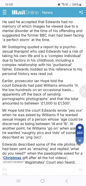 To be absolutely sick of excuses being made for men's disgusting sexual behaviour? Trigfer warning. Hugh Edwards sentencing.