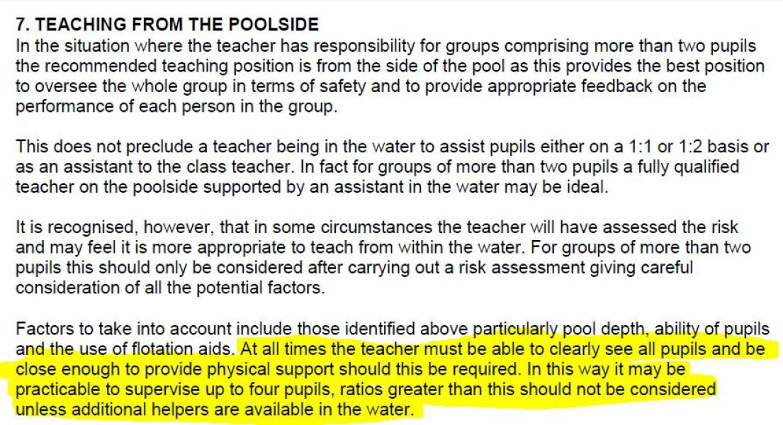 My non swimming child went under during swimming lesson