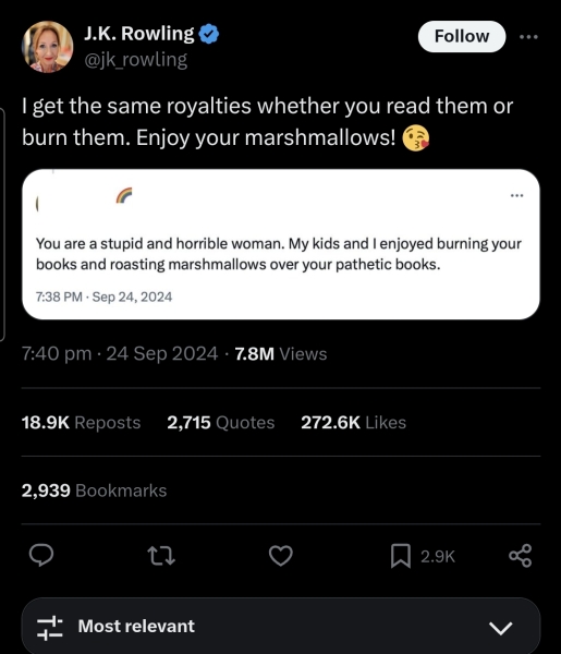 JK Rowling roasts more than just marshmallows