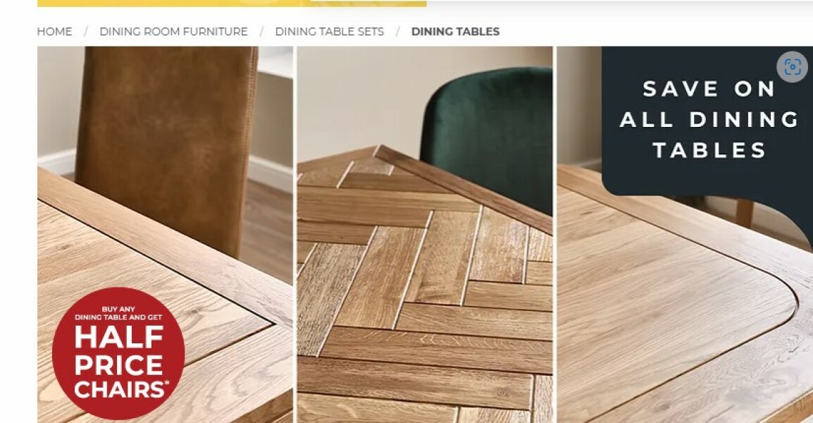Dining table without grooves