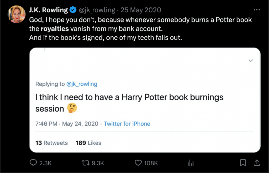 JK Rowling roasts more than just marshmallows