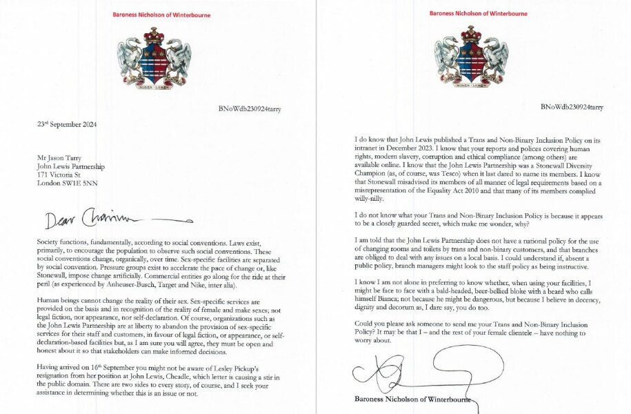 John Lewis 'allows trans women into bra-fitting rooms' as retailer hit by furious gender row