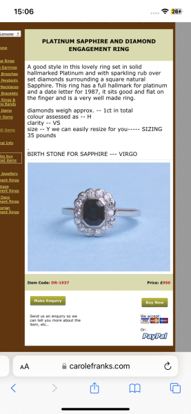 £500 sapphire ring?