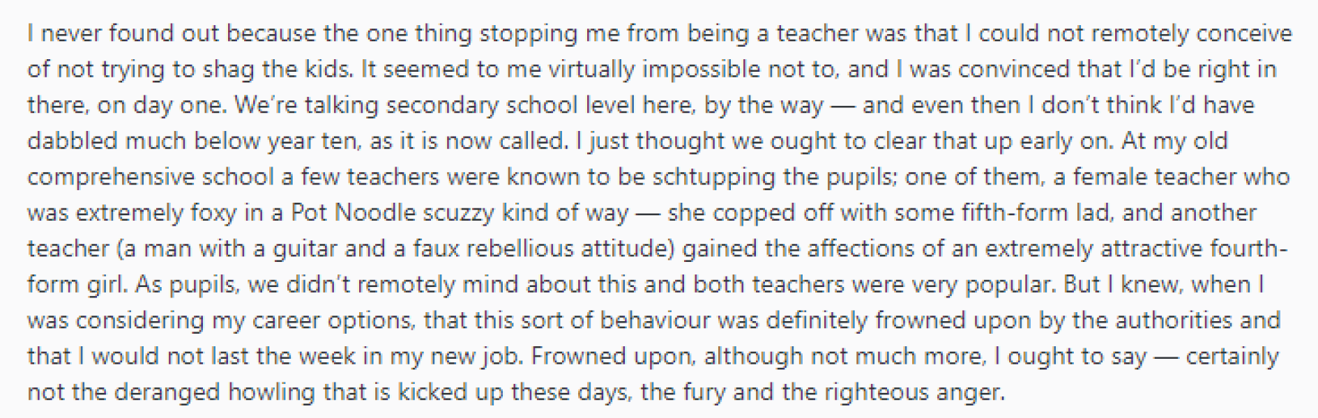 AIBU that Giles Coren’s back to school tips column that includes “minor sexual abuse” is not funny?