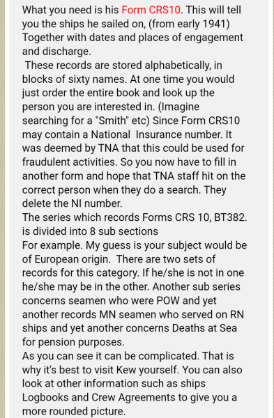 How do I find out the names of merchant ships a relative worked on?