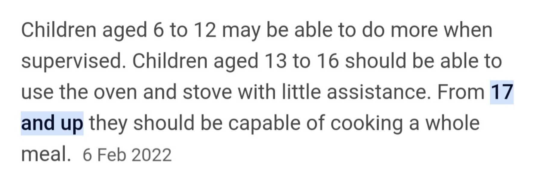 To have stopped cooking for my kids