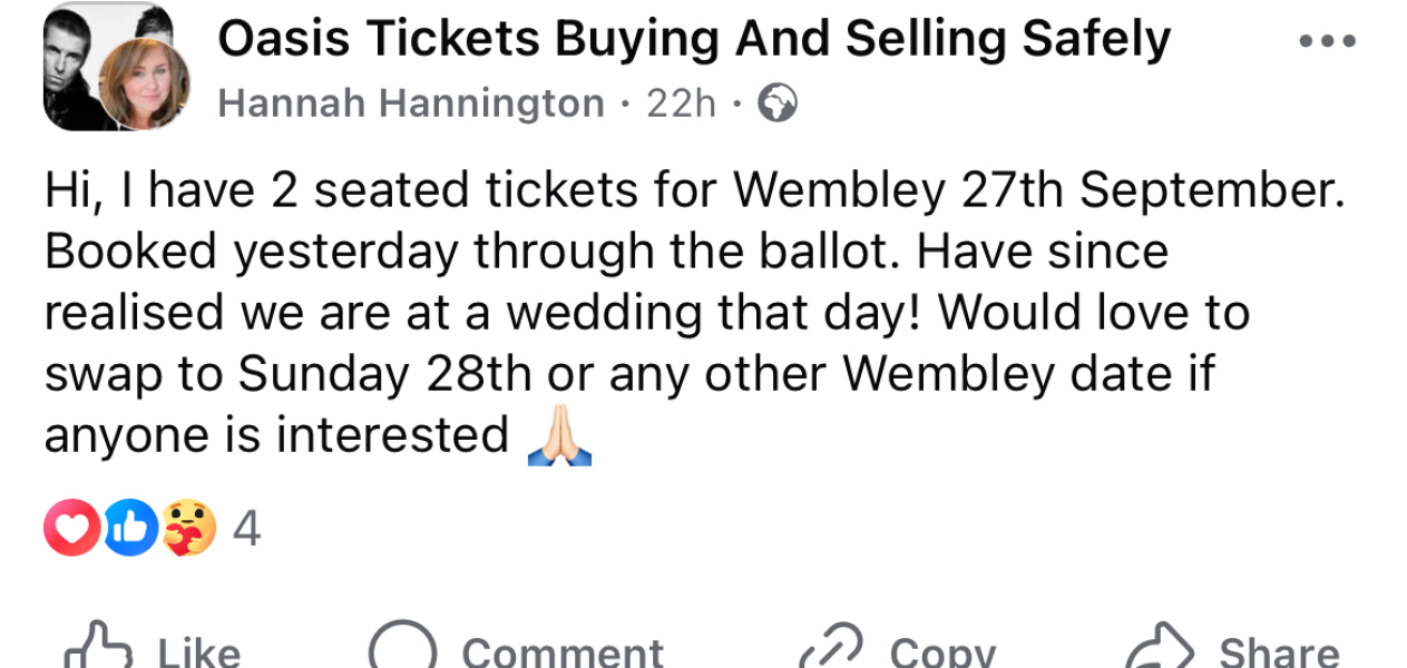 Bought Oasis tickets for husbands birthday and now doubting the date I picked