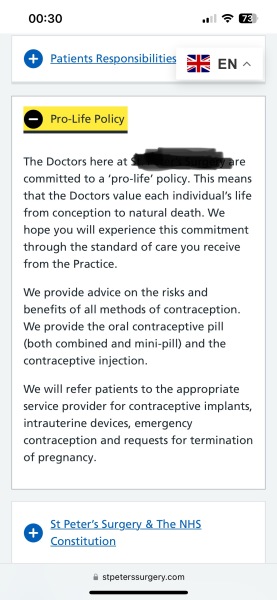 Or should GP surgery's not be allowed to advertise themselves as 'pro-life'?