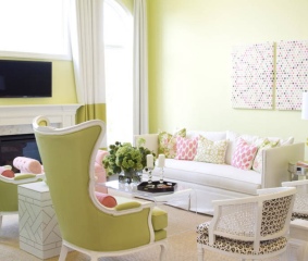 What wall colour to go with lime green sofa?