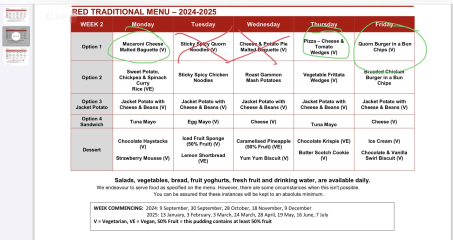 How many lunch options does your child's primary school offer for lunch?