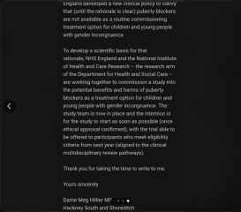 Meg Hillier Mp replies to trans concerns on puberty blockers - good news