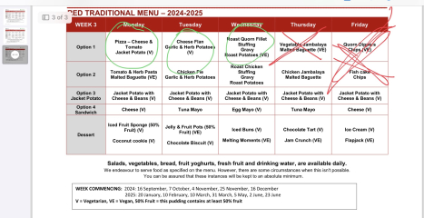 How many lunch options does your child's primary school offer for lunch?