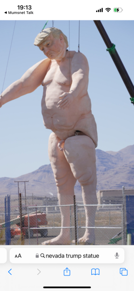 Naked Trump statue put up in Vegas.