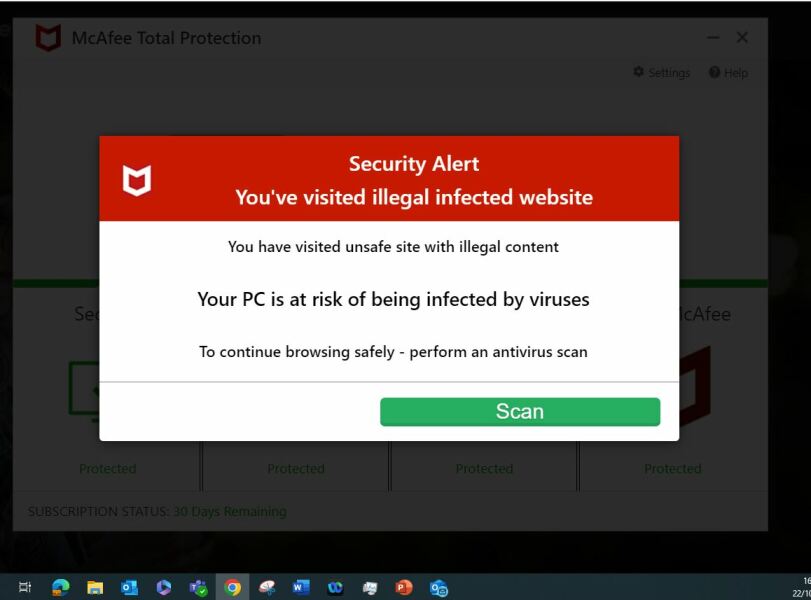 Security alert message