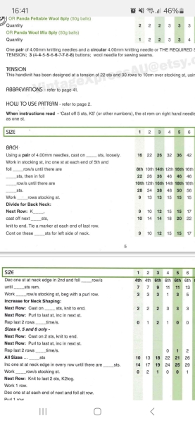 Knitting pattern question