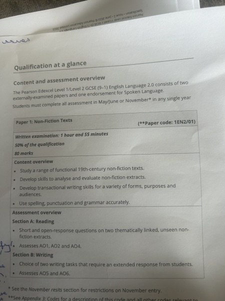 Edexcel English language any teachers?
