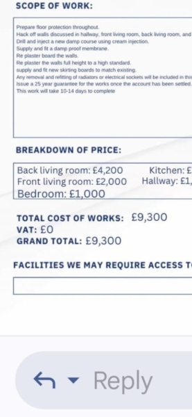 How much did you pay for damproofing ?