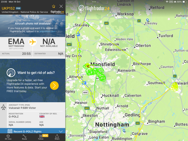 Flight radar tonight