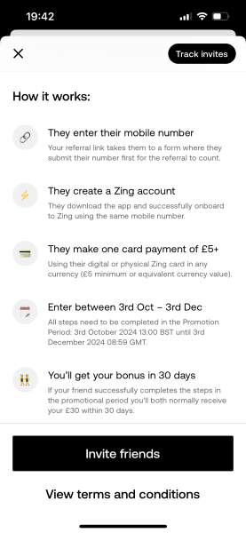 Zing £30 free cash