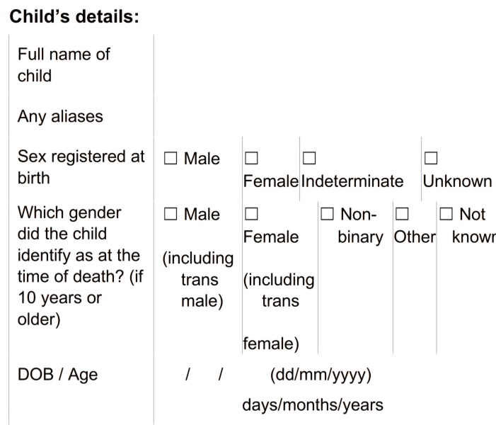 Trans and non-binary categories added to official forms for reporting the death of a child