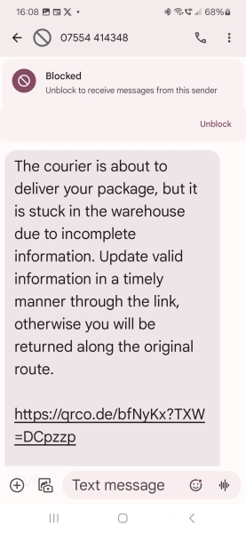To ask if anyone else has received a scam text message about an overdue penalty charge?