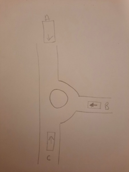A driving question with diagram