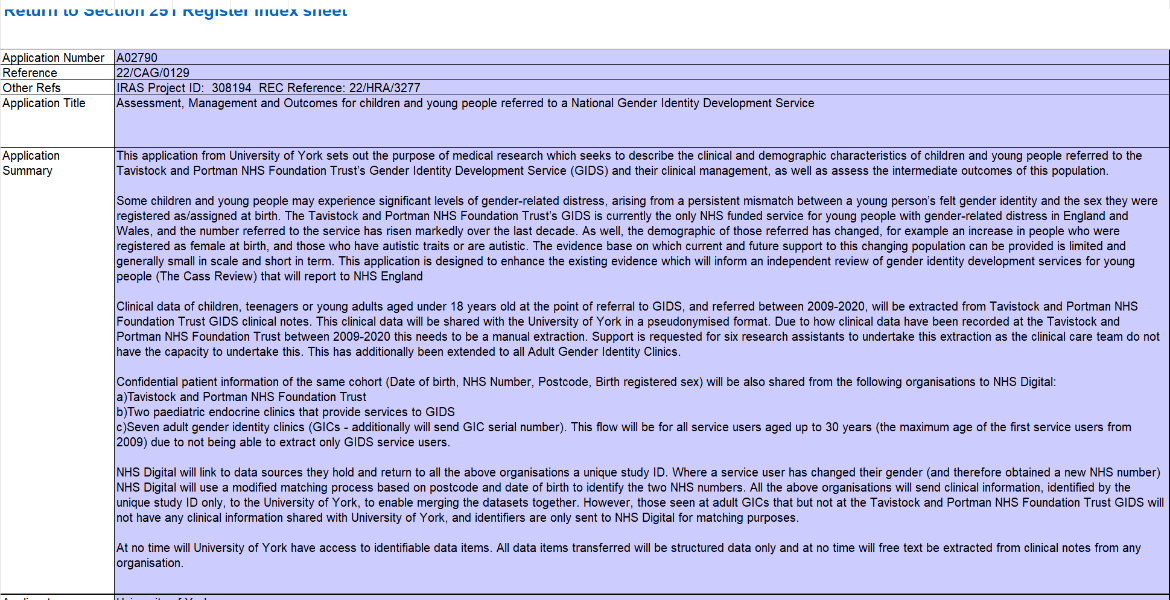 New children's gender identity clinic, clinical trials and Cass
