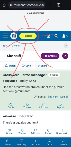Crossword - error message?