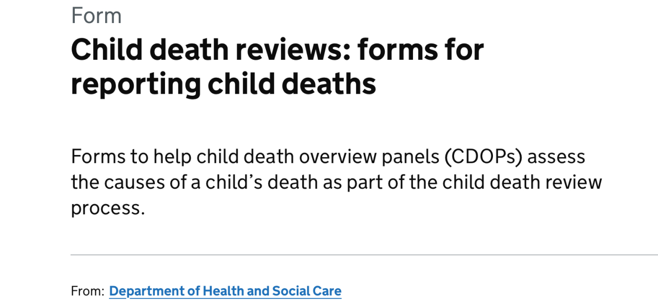 Trans and non-binary categories added to official forms for reporting the death of a child