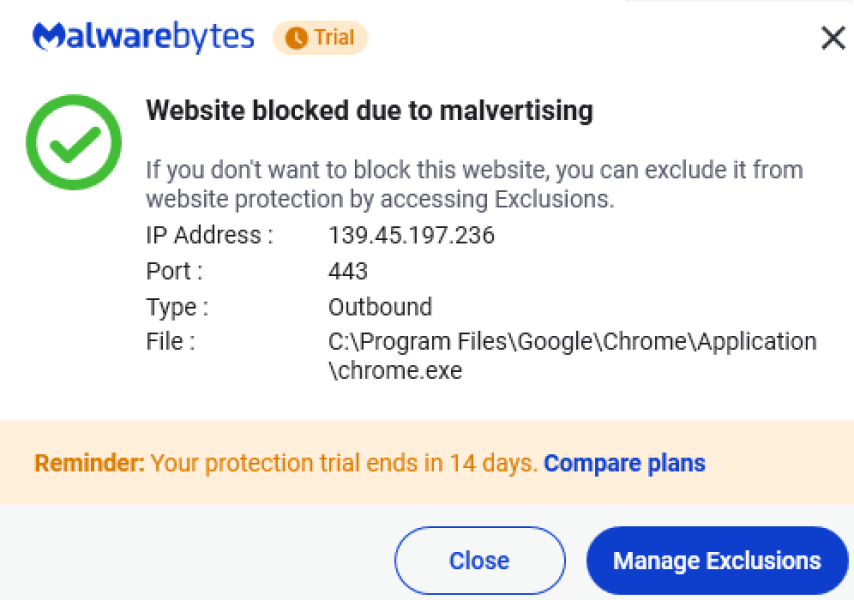 Virus scam appearing only  when on Mumsnet